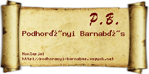Podhorányi Barnabás névjegykártya