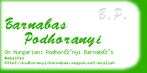 barnabas podhoranyi business card